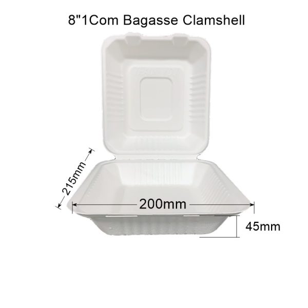 Sugarcane 8" Clamshell (200 Units)