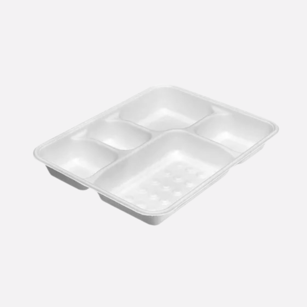 5 Compartment Takeaway Tray – White