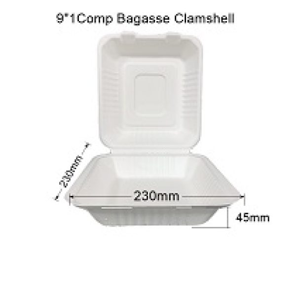 Sugarcane 9" Clamshell (200 Units)