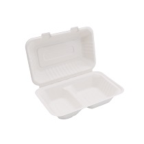 Sugarcane 9x6" 2-Compartment Clamshell (250 Units)