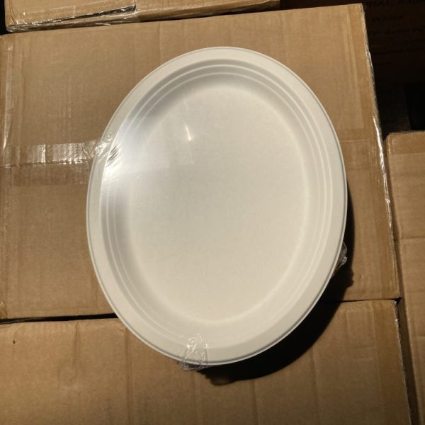 Sugarcane 9" Oval Plate - White (500 Units)